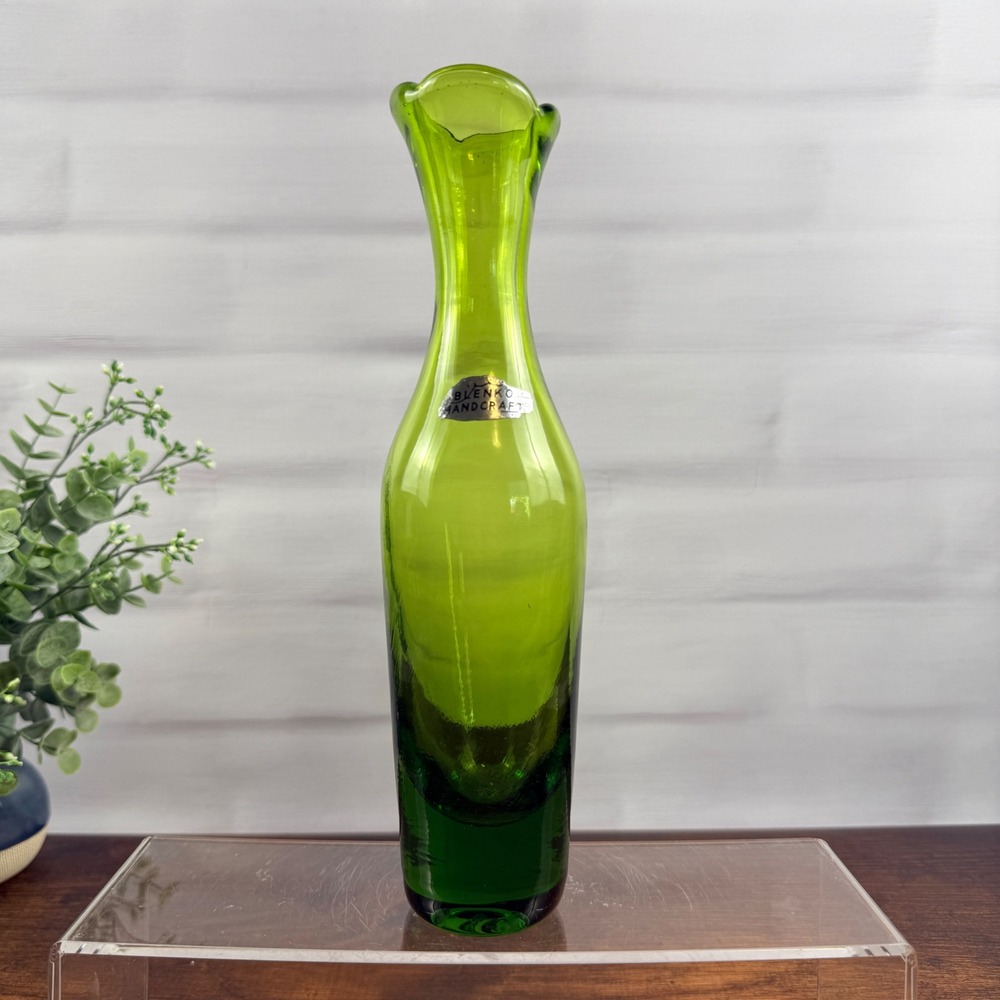 Blenko 64B Olive Green Glass Bud Vase